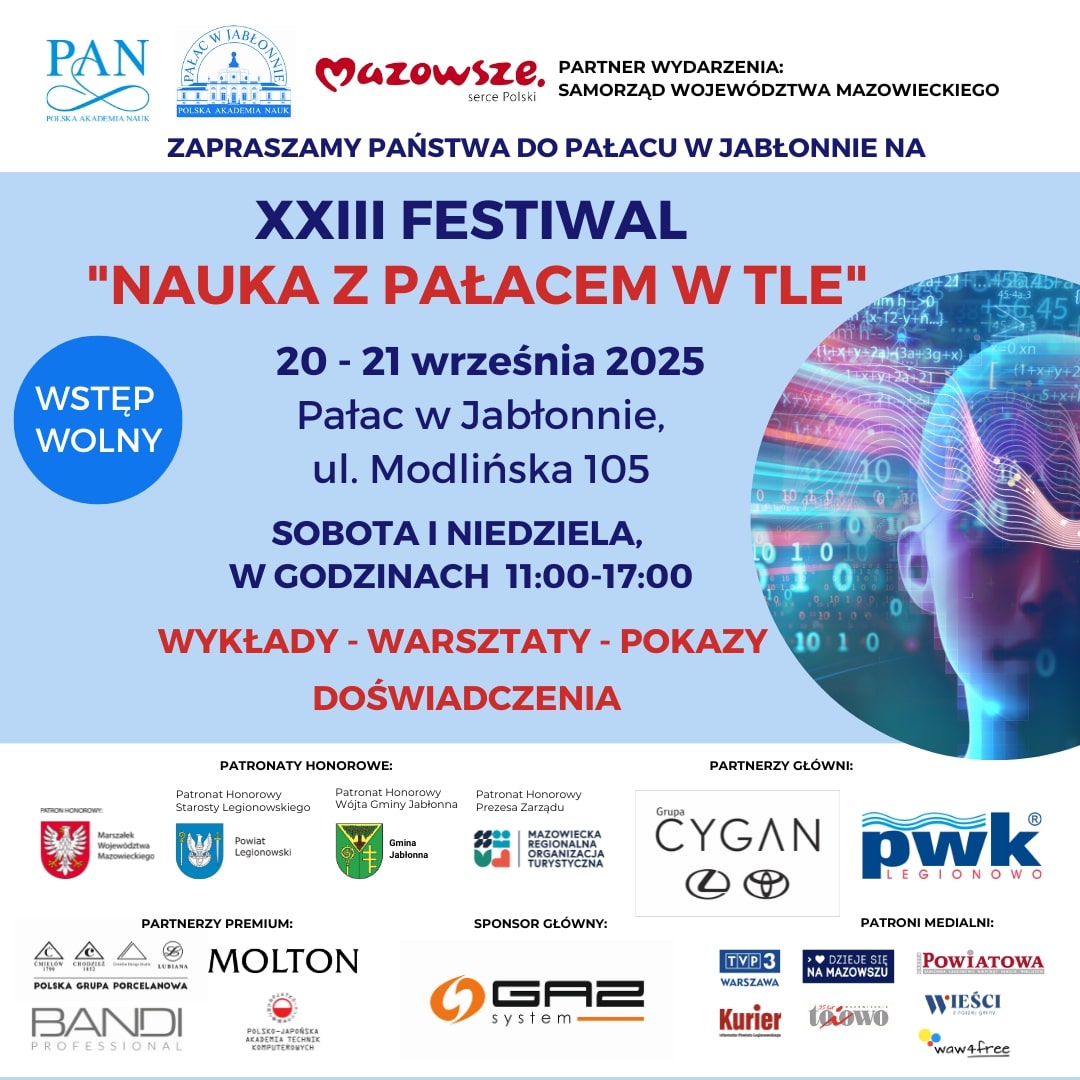 Ikona do artykułu: XXIII FESTIWAL ,, NAUKA Z PAŁACEM W TLE"