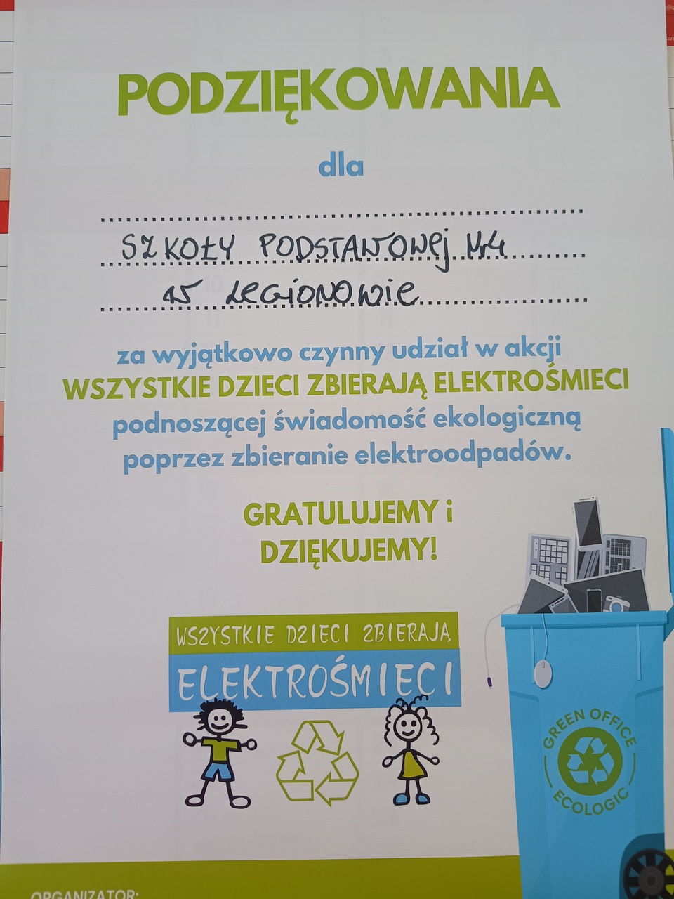 Ikona do artykułu: Podsumowanie ogólnopolskiej akcji ,, Wszystkie dzieci zbierają elektrośmieci"